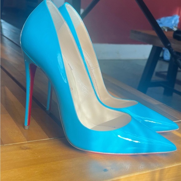 Christian Louboutin So Kate 120mm Sky Blue Patent Pumps - Picture 3 of 11